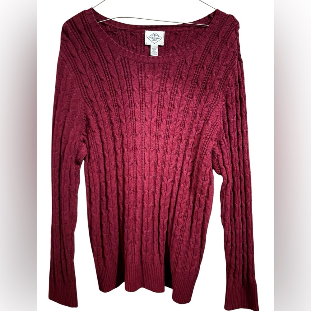 St. John’s Bay Women's Cable Knit Sweater - Burgundy Size PXXL